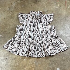 Corey Lynn Calter Cream and Brown Zebra print Aurora top
Size: Large